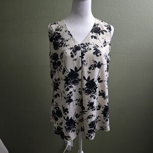 Anyally Floral V-Neck Blouse - Black and Cream